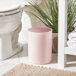 mDesign Plastic Small Slim Round 1.7 Gallon/6.5 Liter Trash Can with Removable Swing Lid - Light Pink/Rosette Pink