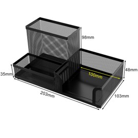 EasyPAG Office Mesh Desk Tidy Versatile Stationery Storage Desktop Sticky Note Organiser Pen Holder,Black