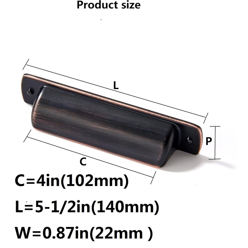 khtumeware 10 Pack 4"(102mm) Cup Drawer Pulls Oil Rubbed Bronze