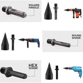 Wood Splitter Drill, Drill Cone Wood Splitter Screw Cone Wood for Drill, 4 Pieces Wood Splitter Drill Removable Drill, Screw with 3 Handles for Electric Household Drill (45 mm)