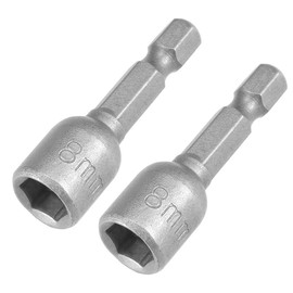 sourcingmap 2 Pcs 1/4" Quick-Change Hex Shank 8mm Magnetic Nut Setter Driver Drill Bit, 42mm Length, Metric, Sandblasting