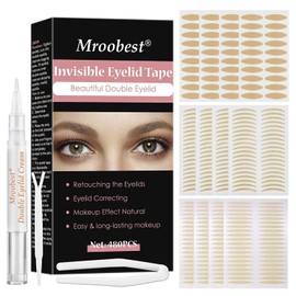 Pack of 480 Double Eyelid Tape, Slip Lid Stripes, Slip-On Lid Tape Strips for Eyelid Lifting without Surgery, Instant Eyelid Lift Sticky Strips for Hood, Drops, Unevennesses, Mono Eyelid