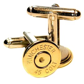 45 Long Colt Brass Finish Cuff Links (1 Pair Various Headstamps)