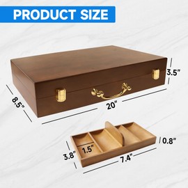 GSE Games & Sports Expert Wooden Poker Chip Case with 5 Poker Chip Trays, Holds 500 Chips, Casino Grade Chips Holder for Poker Chips (Walnut)