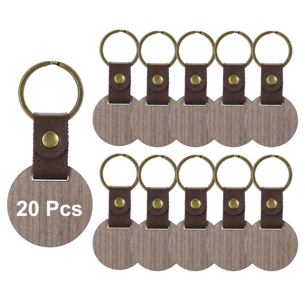 PATIKIL 4cm Wood Keychain Blanks, 20pcs Custom Keychain Wooden Keychain