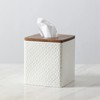 Motifeur Bathroom Accessories - Ceramic Tissue Holder with Wooden Lid,