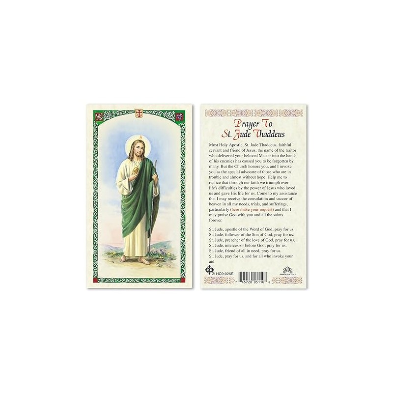 San Francis Imports Prayer to St. Jude Thaddeus Laminated Holy