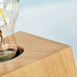 ledscom.de Hito Table Lamp, Switch, Real Wood (Rubber Tree), Square, Light Brown, 1x E27 Max. 60 W, Scandinavian, Bedside Lamp, Nordic, Minimalist, Wooden Base, Atmosphere Lamp