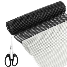 30 x 120 cm Multi-Purpose Non-Slip Mat Made of PVC, Pack of 2 Mesh Fabric Non-Slip Carpet Underlay, Drawers, Cuttable Carpet Underlay with Scissors, Non-Slip Anthracite Universal Mat for Kitchen Car