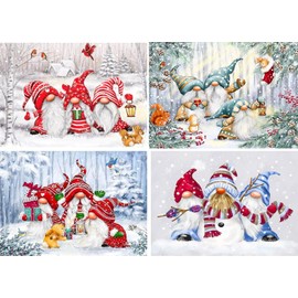 RICUVED 4 Pack Christmas Gnomes Diamond Painting Kits for Adults,Winter Diamond Painting Kits,5D DIY Round Full Drill Gnoems Diamond Art Kits Craft for Home Wall Art Decor 30x40cm