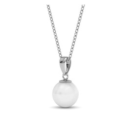 Pure Pearl Pendant and Earrings Set, 925 Sterling Silver, Gold-Plated with 18K White Gold, Chain 40 + 5 cm, Pearl Necklace, Earrings with Pearls, Sterling Silver, Pearl