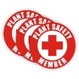 Unbranded/Generic 3-pk PLANT SAFETY MEMBER Hard Hat Stickers \ Helmet Decals Labels USA -RED