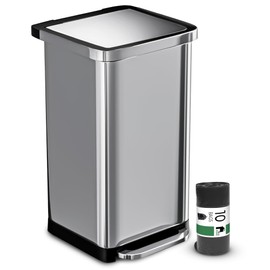 EconoHome 20 Gallon Stainless Steel Large Kitchen Trash Can with Foot Pedal, Soft Close Lid, and Trash Bag Retainer Rim
