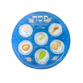 OBELGEOYA Plastic Disposable Passover Seder Plates (6 Pack) - 10.25 Inch Round Judaica Passover Seder Tray Plate for Pesach, Perfect for Party Table Decorations for Feast