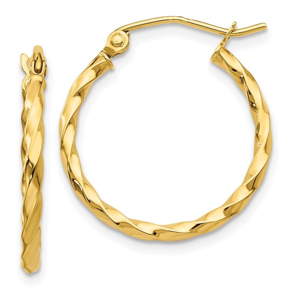 10k Yellow Gold Round 3/4 inch Twisted Hoop Earrings for