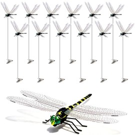 12 Pack 3D Dragonfly Clips - Realistic Garden Decorations