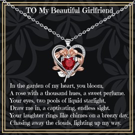 Homeair Girlfriend Gifts for Women,Rose Heart Necklace Gifts for Women,Birthday Anniversary Valentine's Day Wedding Christmas New Year Gift for Girlfriend Wife from Boyfriend Husband