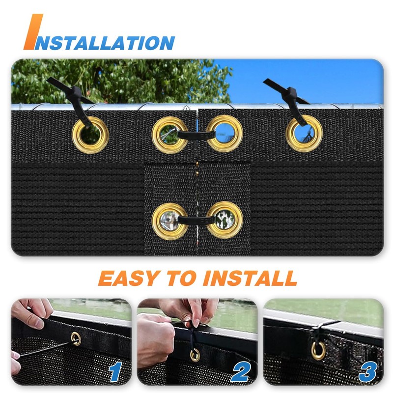 TANG 8' x 25' Privacy Fence Screen Black Shade Cloth