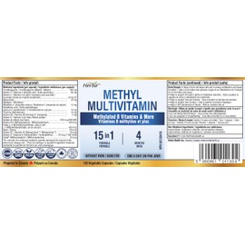 Herba Methylated Multivitamin with 500mg TMG & Methylated B Complex - 120 Capsules | 15 in 1 Formula | B Complex Vitamins for Women & Men including Methyl Folate Supplement | Vegan | Made in Canada