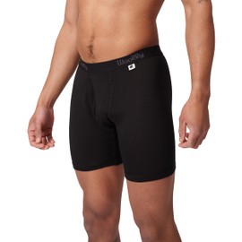 Men's Merino Boxer Brief, 7" Inseam By Woolly | RWS Certified | Soft, Stink Free, Seattle Designed - Black - L