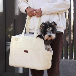 Patazone Small Dog Bag Puppy Purse Carrier,Adult Cat Carriers Large Cat,with Multiple Pockets,Breathable Mesh,Traveling Pets Tote Picnic Outdoor 15lb (Beige2, Large)