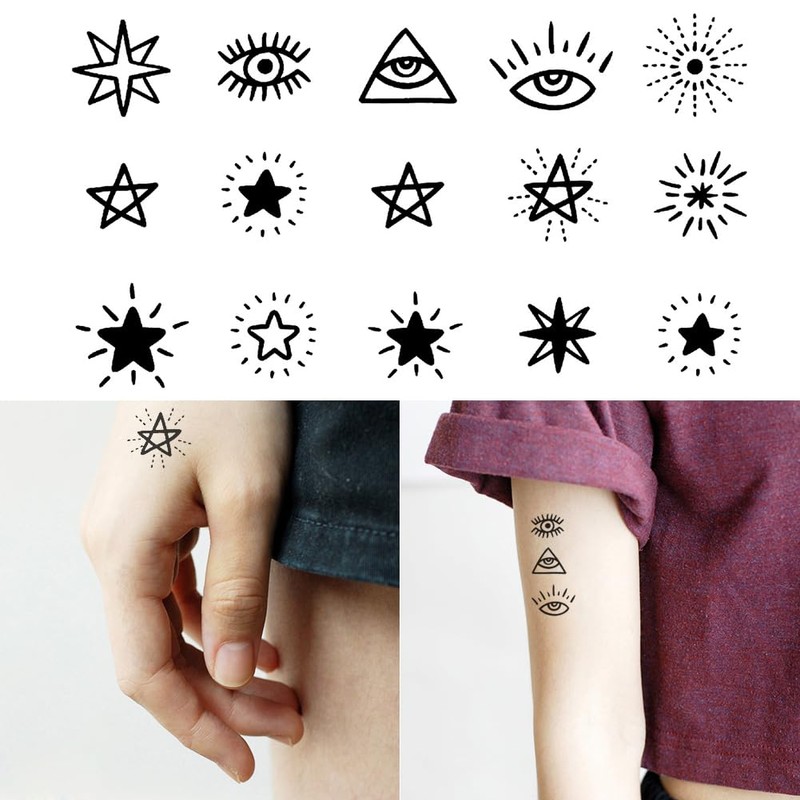 Oottati Small Cute Temporary Tattoo Sticker Set of 2 -