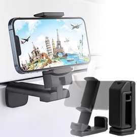 Rookii Travel Must Haves Airplane Phone Holder Mount.Portable Universal Foldable Mount with Multi-Directional Rotation,Perfect for Flight,Cruise,Desk,Hands Free Travel Gift for Content Creator (black)