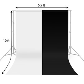 UTEBIT 6.5FTX10FT Black and White Backdrop Background for Photography, Black & White 2-in-1 Double Sided Photo Booth Backdrop for Photoshoot Background Screen Video Recording Parties