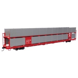 Walthers Mainline 910-8103 HO Scale 89' Flatcar w/Bi-Level Shielded Auto Rack - Ready to Run - Santa Fe Rack & Flatcar #88023
