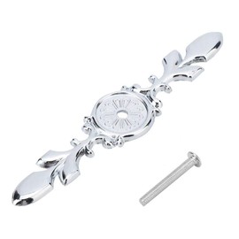 Zerone 10pcs Zinc Alloy Cabinet Handle Back Plate Retro Style Single Hole Door Handle Backplate(#3, Silver, 118mm)