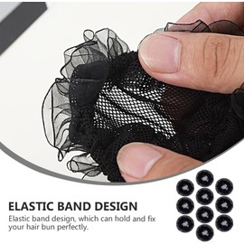 Paquete de 10 Redecillas Cabello Negras de Poliéster, Elásticas y Reutilizables para Bailarinas Profesionales en Ocasiones Formales