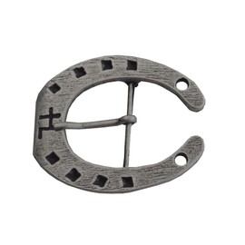 Chrissys-in Bu10012 Horseshoe Belt Buckle, grey black