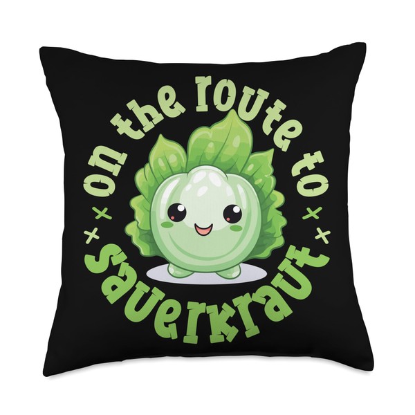 On the Route to Sauerkraut Sauerkraut Throw Pillow, 18x18, Multicolor