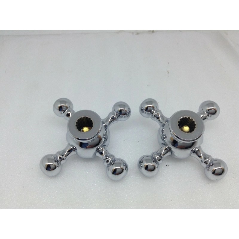Tub or Sink Chrome and Porcelain Cross Handles, Pair RS-706CW-3-CP