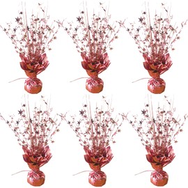 6 Pack Metallic Foil Spray Centerpiece Star Table Decoration Burst Table Centerpieces Gold Decor for Birthday Wedding Anniversary Graduation Holiday Party Supplies (Rose Gold)