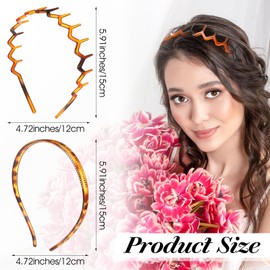 Bremorou 2 Pcs Headbands For Women Zigzag Headbands Zig Zag Plastic Sharks Tooth Comb Headband Thin Zigzag Head Bands Plastic Wavy Teeth Hair Hoop Accessory Non Slip Comb Hairbands Accessories