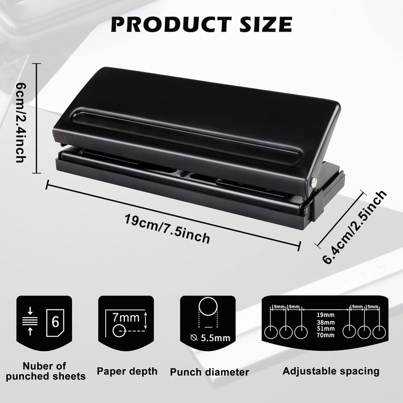 6 Hole Punch, A5 A6 A7 6-Ring Hole Punch with
