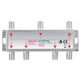 Axing SVE 60-01 6-Way SAT Splitter with DC Passage for Satellite Systems Unicable DVB-T2 HD (5-2400 MHz) Class A