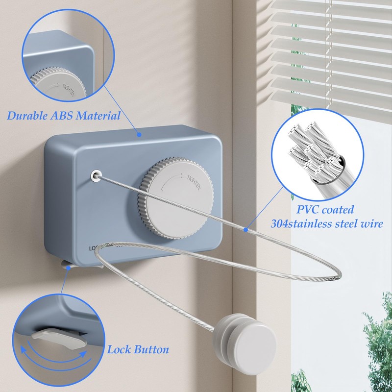 Danpoo Clothes Line Retracting Indoor Clothes Drying Line for Laundry