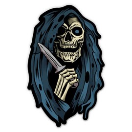 Grim Reaper Death Skeleton - 8" Vinyl Sticker - for Car Laptop I-Pad - Waterproof Decal