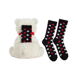 MeMoi Cozy Buddies Stuffed Bear with Matching Polka Dot Sock White One Size