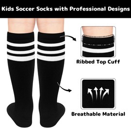 Olreco Kids Soccer Socks 4-6 years Toddler Soccer Socks Kids Baseball Sock Youth Boys Black Girls Softball Sock for Girls Youth