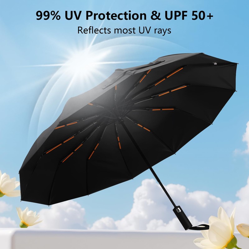 Romon Automatic Umbrella, Stormproof, Compact UV Protection, Ideal for On