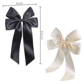 SYF-UN 2 Pack Bow Hair Clips, Black Hair Bows for Women Girls, Large Bow Clips Hair Barrette Hair Accessories(Black, White)