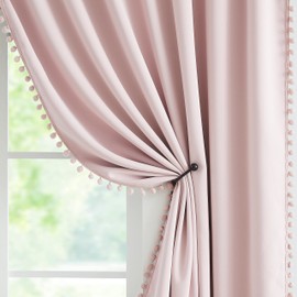 Jubilantex Blush Pink Blackout Curtains Nursery Curtains Blackout Window Treatments 95" Long Grommet Top 2 Panels for Girls Kids Bedroom, 52" Wide