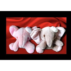 Unbranded 2pk 4.5” Super Soft plush elephants w Keychains & Smiley Plush Charms PINK,GRAY