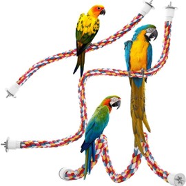 Geettcaifu Bird Rope Perches, Parrot Toys, Bungee Rope Perches for Parrots, Cockatiels, Parakeets, Budgie Cages Comfy Birds (Metal Nut) - 15.75 inches