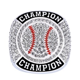 CHXIXUE Size 7-14 Softball Baseball Championship Rings Basebll Ring Trophy Sport Ball Award Gift Winner Tournament Team (12 pcs silver baseball rings, size 11)