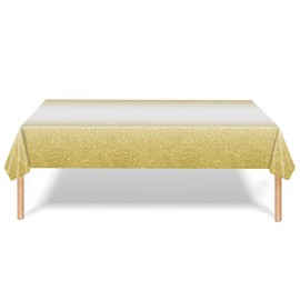PHOGARY 2 PCS White Gold Dot Party Tablecloth Plastic Gold Dot Confetti Rectangular Table Cover Party Birthday Table Cloth for Picnic, Baby Shower, Christmas, Birthday Decorations 137 x 274 cm