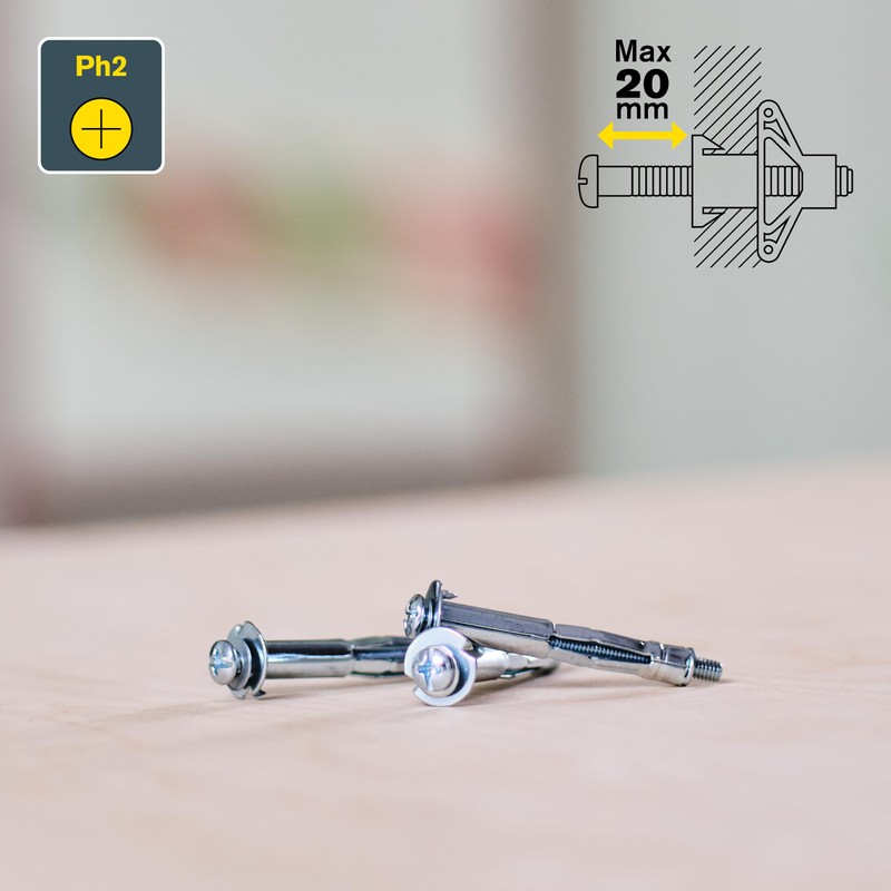 Rapid Cavity Dowel Metal with M4 Screw for Plasterboard 16-26